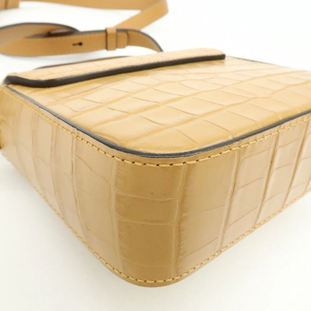 Chloe C Croc-Embossed Calfskin Handbag Beige